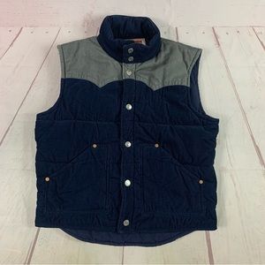 Vintage True Religion Corduroy Snap Puffer Vest  3XL Blue Gray Fits Very Slim